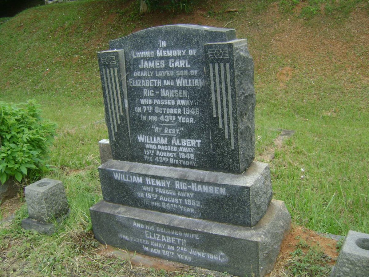 HANSEN James Carl, RIC -1946 :: RIC-HANSEN William Albert -1948 :: RIC-HANSEN William Henry -1952 &amp; Elizabeth -1961