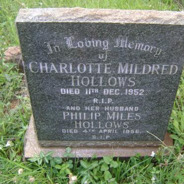 HOLLOWS Philip Miles -1956 &amp; Charlotte Mildred -1952