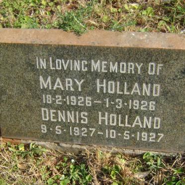 HOLLAND Mary 1926-1926 :: HOLLAND Dennis 1927-1927