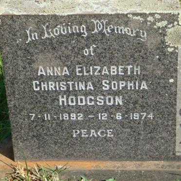 HODGSON Anna Elizabeth Christina Sophia 1892-1974