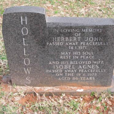 HOLLOWS Herbert John -1971 &amp; Isobel Agnes -1975