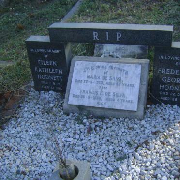 HODNETT Frederick George -1990 &amp; Eileen Kathleen -1976 :: DE SILVA Maria -1953 :: DE SILVA Francis E. -1954
