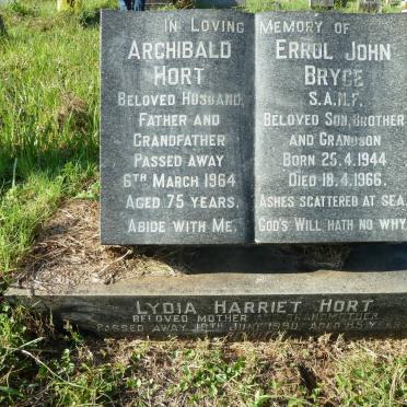 HORT Archibald -1964 &amp; Lydia Harriet -1980 :: BRYCE Errol John 1944-1966