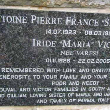 VICTOR Antoine Pierre France 1923-1993 &amp; Iride nee VARESI 1926-2005