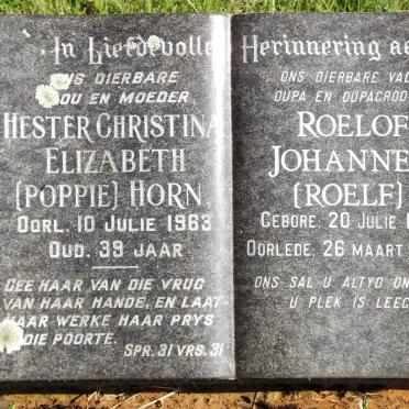 HORN Roelof Johannes 1918-2006 &amp; Hester Christina Elizabeth -1963