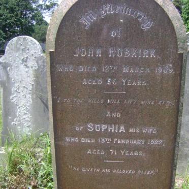 HOBKIRK John -1909 &amp; Sophia -1922