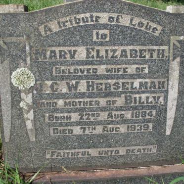 HERSELMAN Mary Elizabeth 1884-1939
