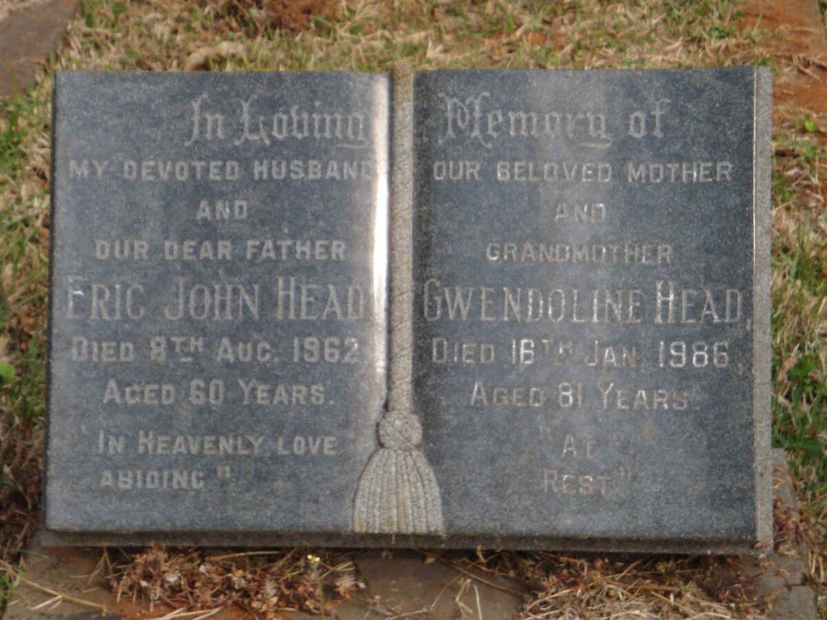 HEAD Eric John -1962 &amp; Gwendoline -1986