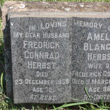 HERBST Frederick Connrad -1959 &amp; Amelia Blanche -1978