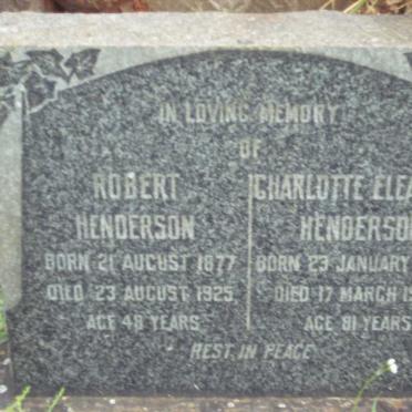 HENDERSON Robert 1877-1925 &amp; Charlotte Eleandra 1879-1960