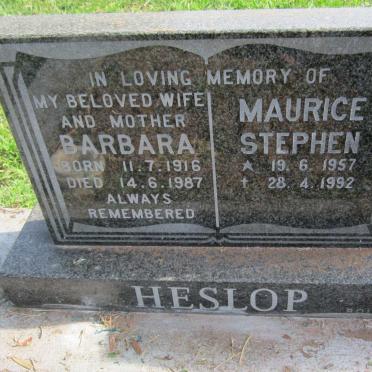 HESLOP Barbara 1916-1987 :: HESLOP  Maurice Stephen 1957-1992