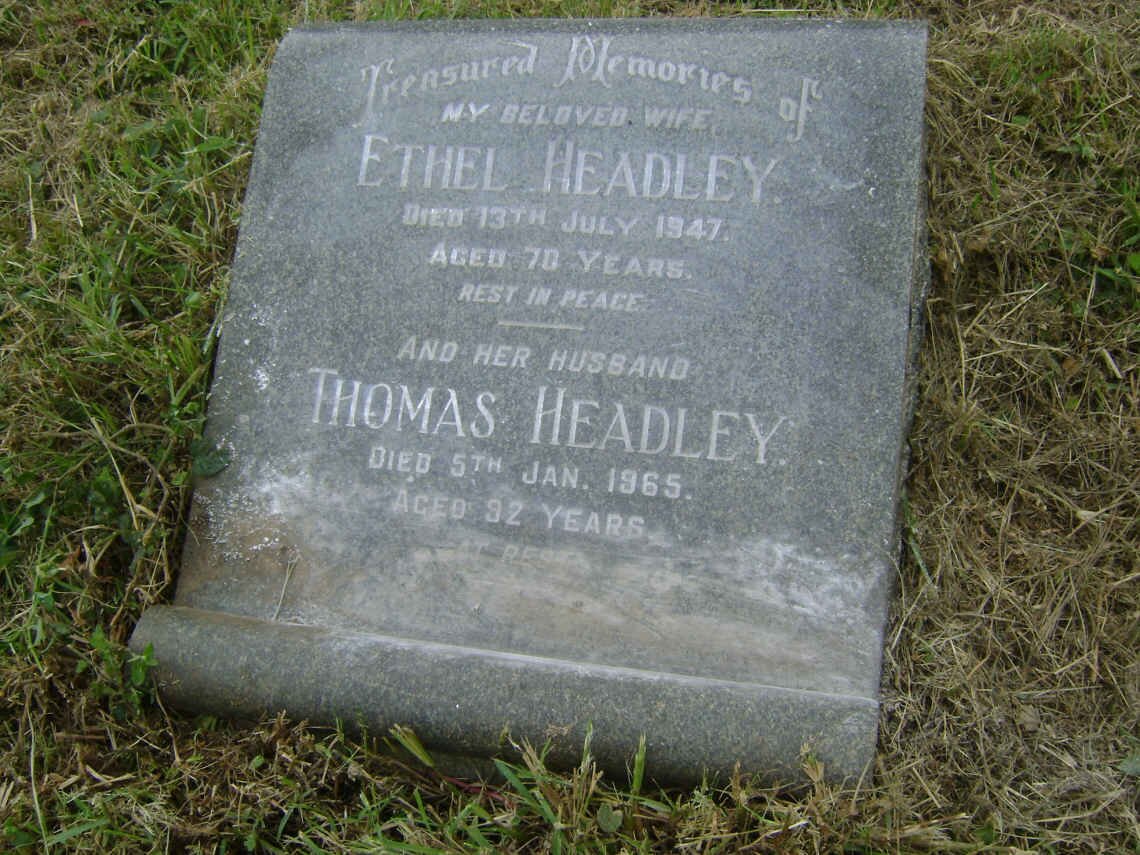 HEADLEY Thomas -1965 &amp; Ethel -1947