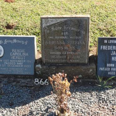 HERBST Frederick Thomas Jacobus 1918-2009 &amp; Rensie Carolina 1920-1993 :: BOSMAN Adriana Stefina -1941