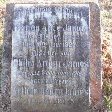 JAMES Arthur Henry -1925 &amp; Marion Alice 1863-1923 :: JAMES Philip Arthur -1916