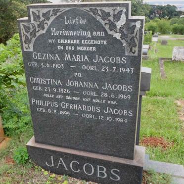 JACOBS Philipus Gerhardus 1899-1984 :: JACOBS Gezina Maria 1903-1943 :: JACOBS Christina Johanna 1926-1969