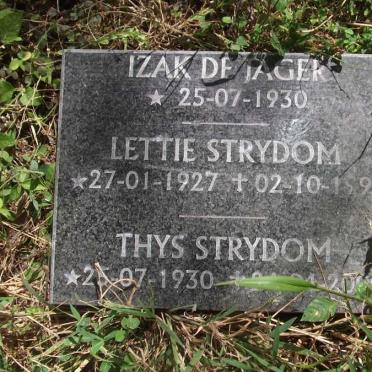 JAGER Izak, de 1930- :: STRYDOM Thys 1930-2000 &amp; Lettie 1927-1991