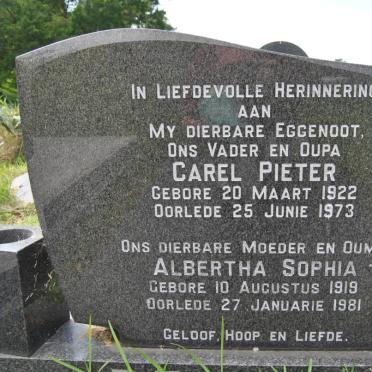 JAGER Carel Pieter, de 1922-1973 &amp; Albertha Sophia 1919-1981