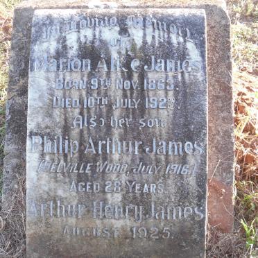 JAMES Marion Alice 1863-1923 :: JAMES Philip Arthur -1916 :: JAMES Arthur Henry -1925