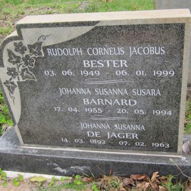 JAGER Johanna Susanna, de 1892-1963 :: BESTER Rudolph Cornelis Jacobus 1949-1999