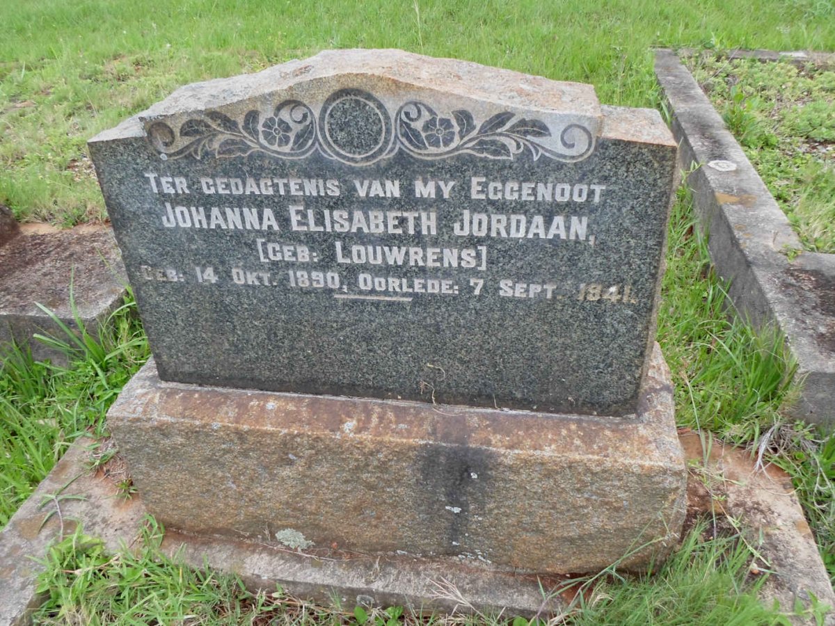 JORDAAN Johanna Elisabeth nee LOUWRENS 1890-1941