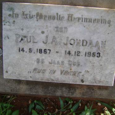 JORDAAN Paul J.A. 1867-1953