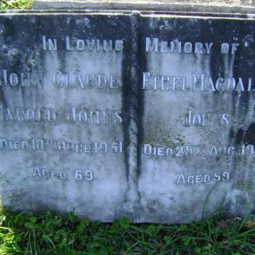 JOHNS John Claude Harold  -1951 &amp; Ethel Magdelene -1955