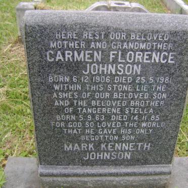JOHNSON Carmen Florence 1906-1981 :: JOHNSON Mark Kenneth 1963-1985