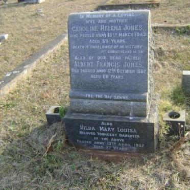 JONES Albert Francis -1982 &amp; Caroline Helena -1943 :: JONES Hilda Mary Louisa -1952
