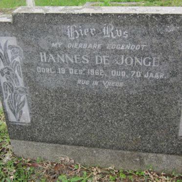 JONGE Hannes, de -1962