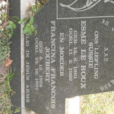 JOUBERT Francina Francois 1928-1997 :: LE ROUX Esme 1961-1962