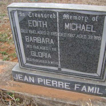 JEAN PIERRE Michael -1987 :: JEAN PIERRE Edith -1940 :: JEAN PIERRE Barbara -1941 :: JEAN PIERRE Gloria -1942