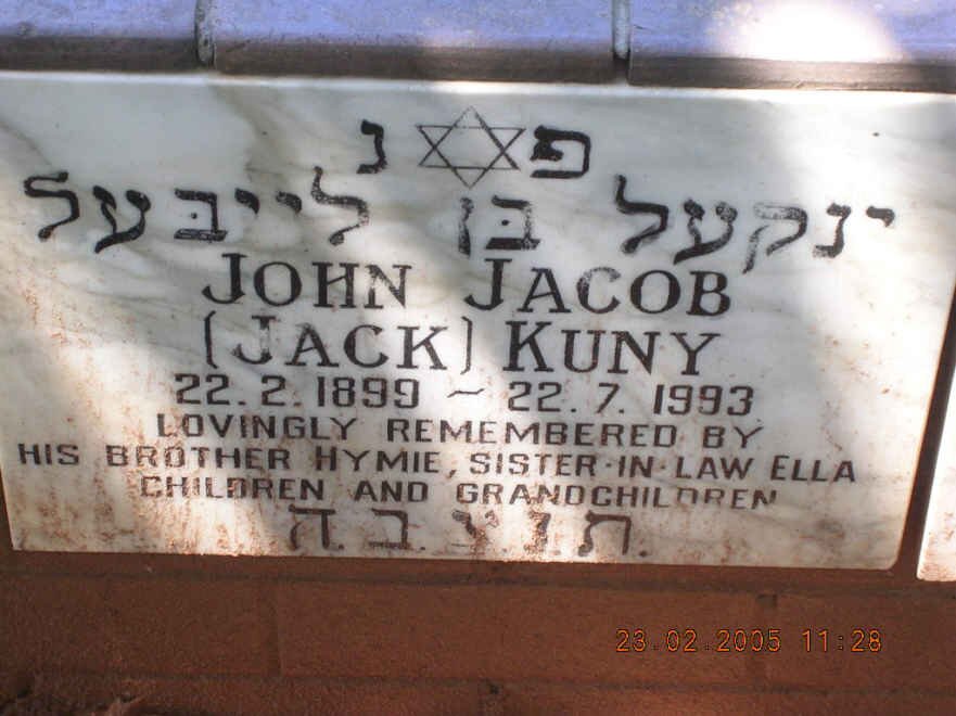 KUNY John Jacob 1899-1993