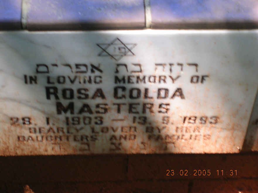 MASTERS Rosa Golda 1903-199?