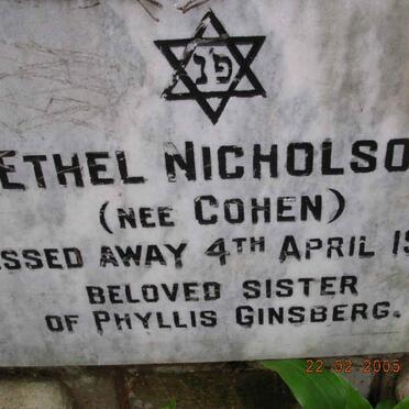 NICHOLSON Ethel nee COHEN -1983