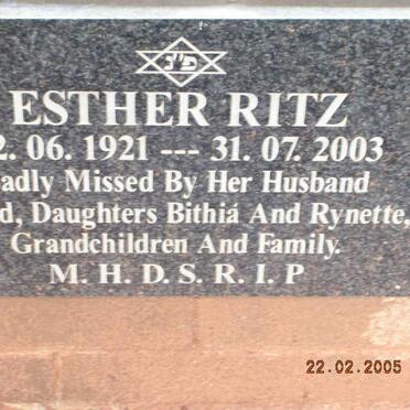 RITZ Esther 1921-2003