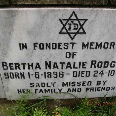 RODGERS Bertha Natalie 1896-1981