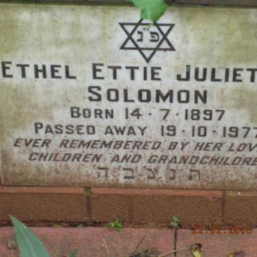 SOLOMON Ethel Ettie Juliette 1897-1977