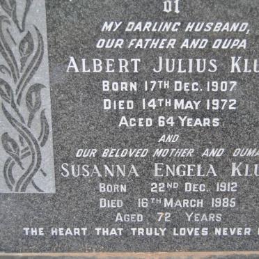 KLUG Albert Julius 1907-1972 &amp; Susanna Engela 1912-1985