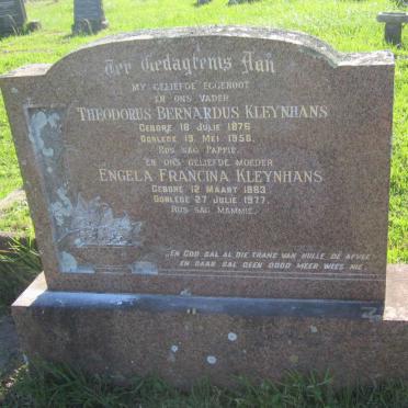 KLEYNHANS Theodorus Bernardus 1876-1956 &amp; Engela Francina 1883-1977