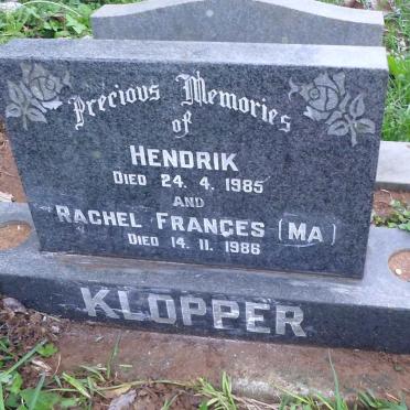 KLOPPER Hendrik -1985 &amp; Rachel Frances -1986
