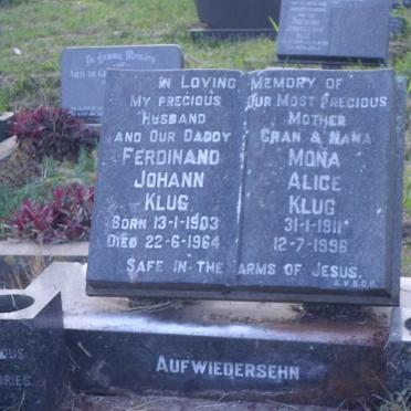 KLUG Ferdinand Johann 1903-1964 &amp; Mona Alice 1911-1996