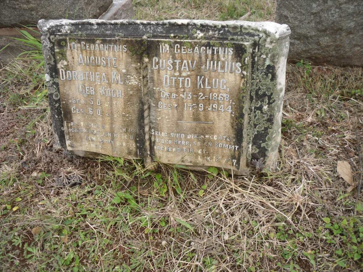 KLUG Gustav Julius Otto 1868-1944 &amp; Auguste Dorothea KOCH 1869-1940