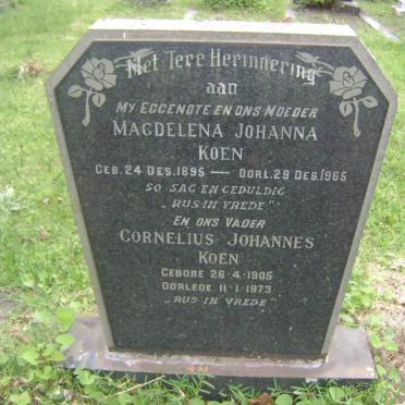 KOEN Cornelius Johannes 1905-1973 &amp; Magdelena Johanna 1895-1965