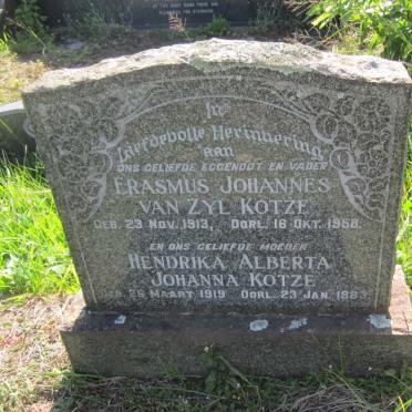 KOTZE Erasmus Johannes van Zyl 1913-1958 &amp; Hendrika Alberta Johanna 1919-1983