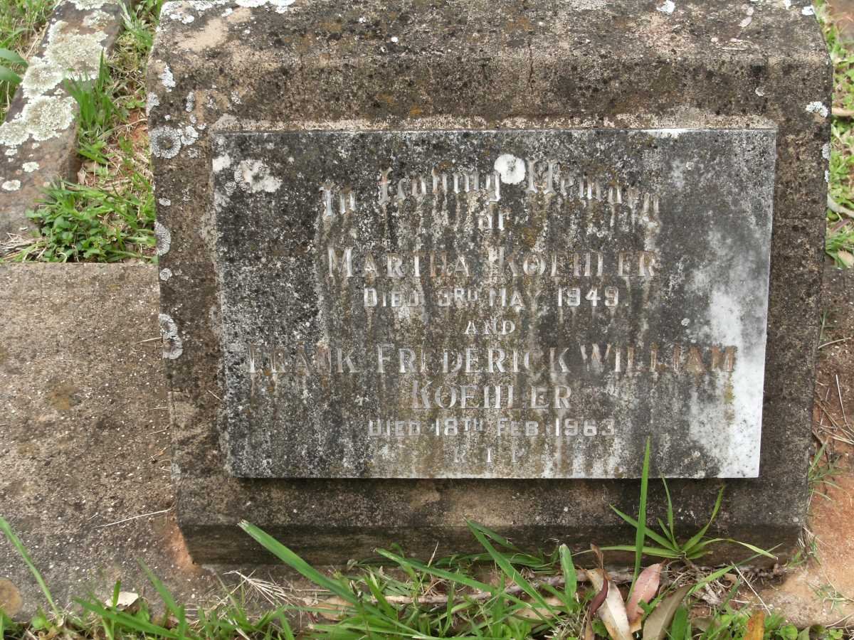 KOEHLER Frank Frederick William -1963 &amp; Martha -1949