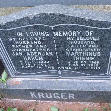 KRUGER Jan Aderjan Harem 1922-1984 :: KRUGER Marthinus Thienie 1949-2015