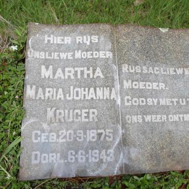 KRUGER Martha Maria Johanna 1875-1943 :: KRUGER Andre Daniel 1949-2007
