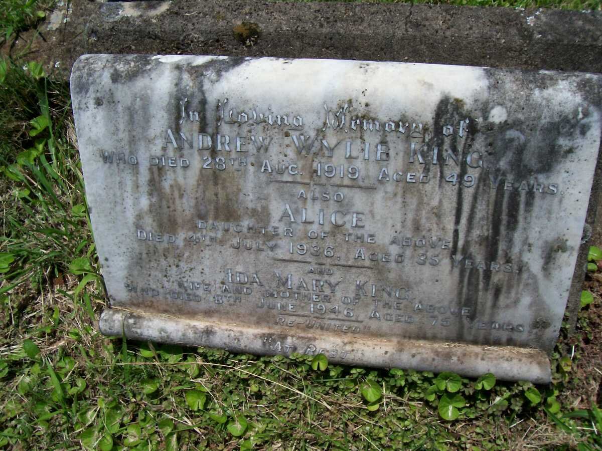 KING Andrew Wylie -1919 &amp; Ida Mary -1946 &amp; KING Alice -1936