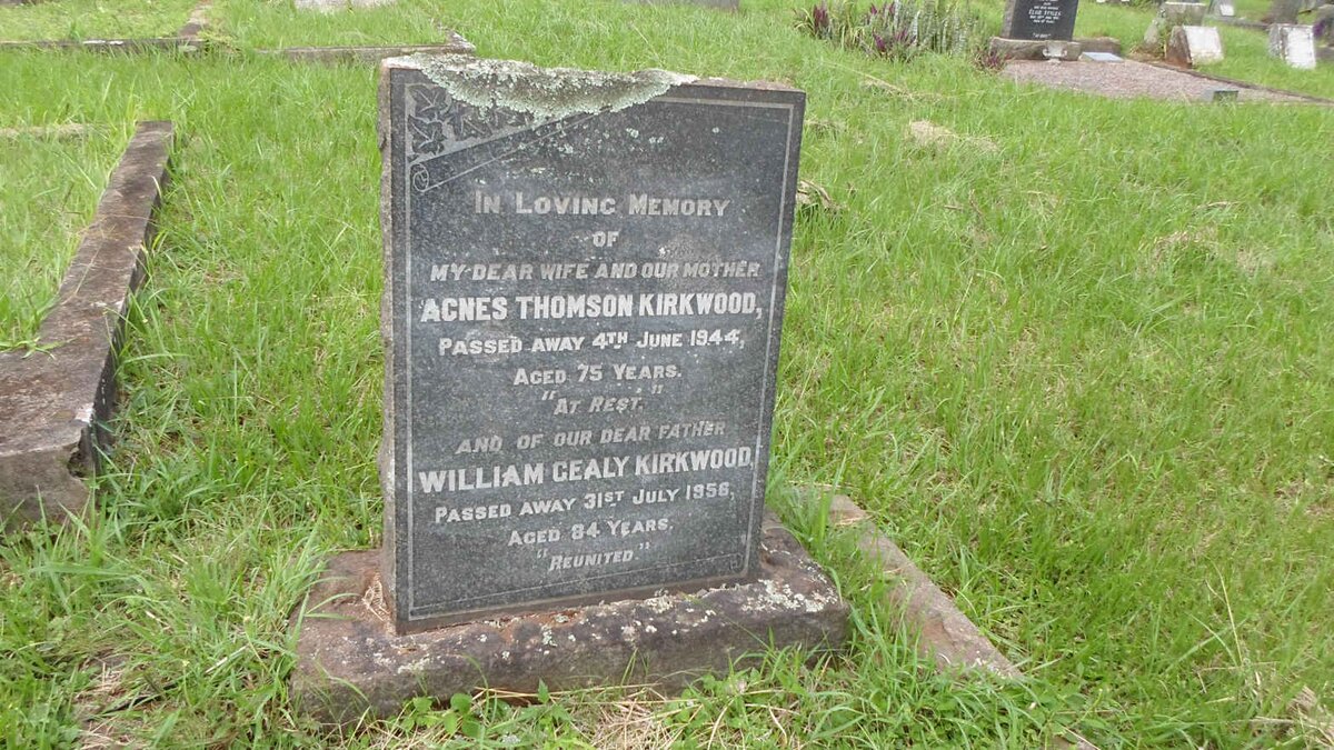 KIRKWOOD William Gealy -1956 &amp; Agnes Thomson -1944