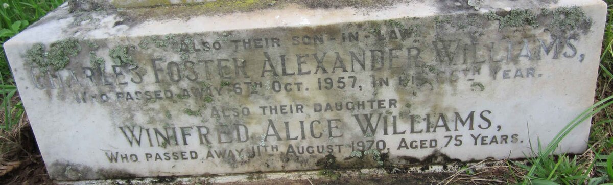 WILLIAMS Charles Foster Alexander -1957 &amp; Winifred Alice KNEWSTUB -1970